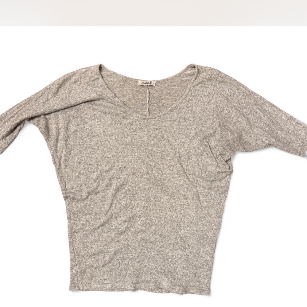 Aiden Y Heather Gray 3/4 Sleeve Top